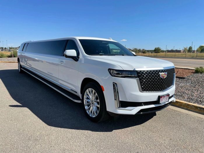 White Escalade stretch limo – Berthoud limo service